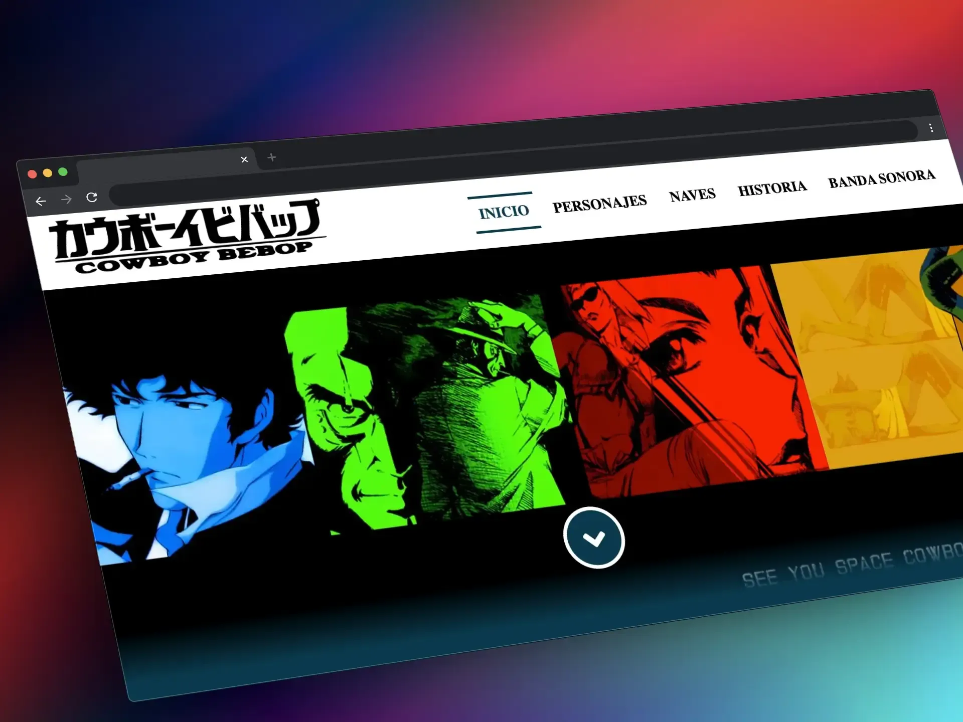 Imagen de web tributo a Cowboy Bebop